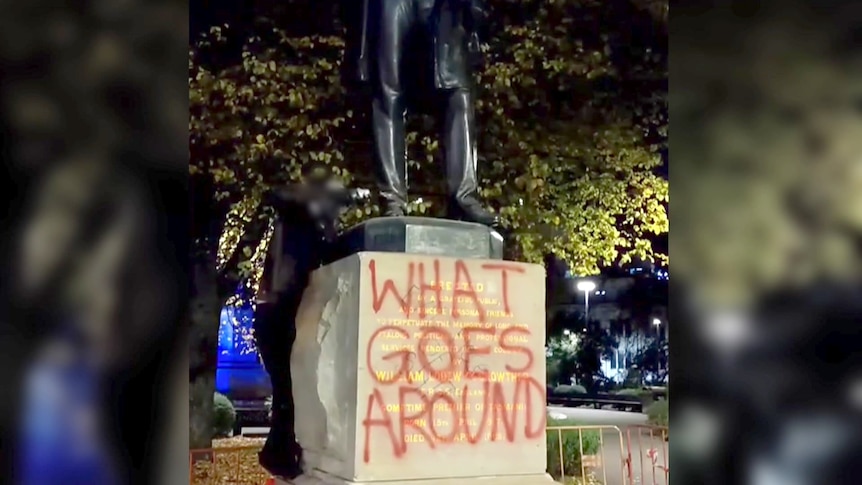 Vandals cut down 135-year-old statue of former Tasmanian premier William Crowther