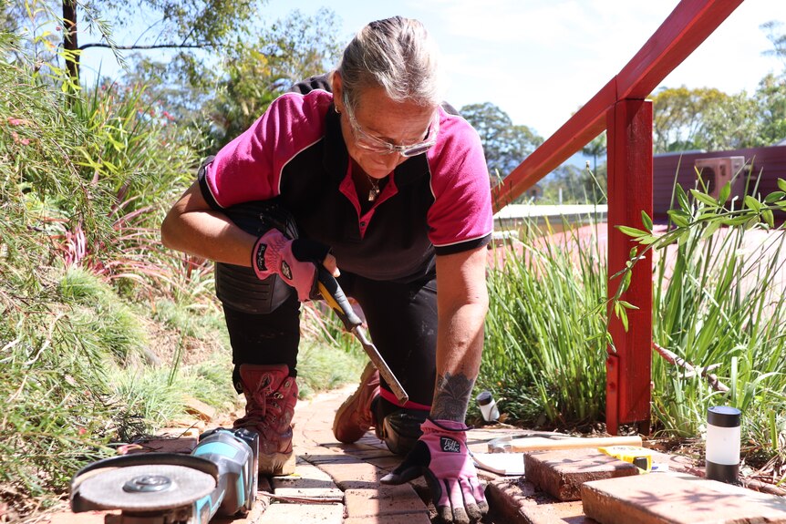 Louise Fisher working on a footpath