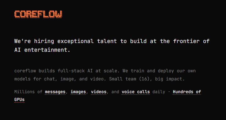 A screen shot of Coreflow's website.