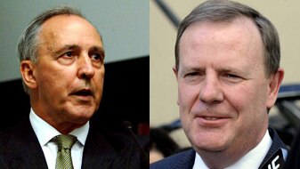 File photo: Composite image of Paul Keating and Peter Costello (AAP: Unknown/Alan Porritt)