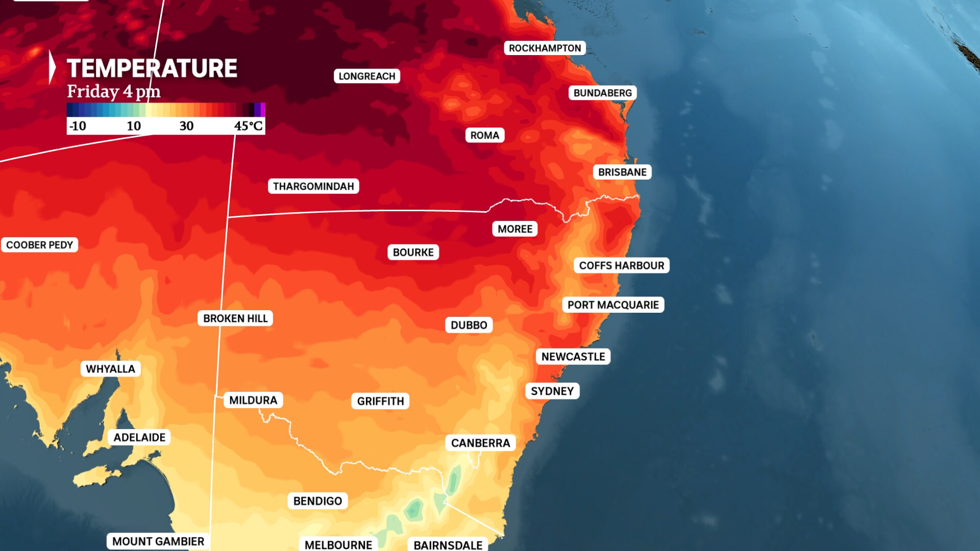 A heat map of the east coast