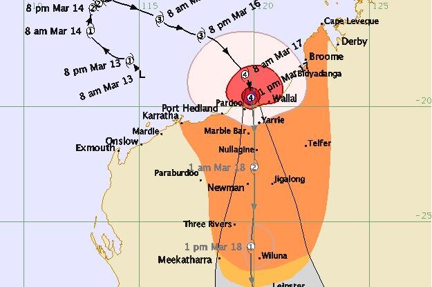 Cyclone Lua tracking map (issued at 12:59pm WST)