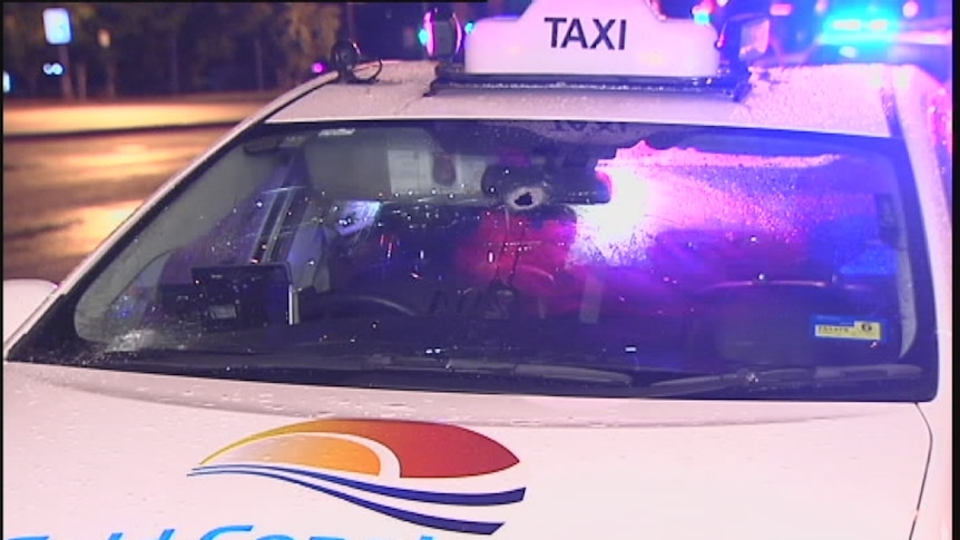 Bullet hole into the front windscreen of a taxi on Queensland's Gold Coast on June 11, 2013