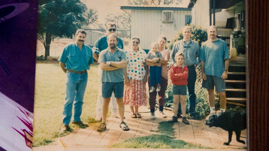 Members of the AFP with the Day family at Banjawarn Station in the mid 1990s.