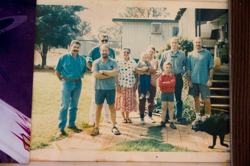 Members of the AFP with the Day family at Banjawarn Station in the mid 1990s.