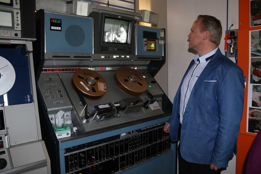 NFSA head of preservation Rod Butler with some of the equipment used to digitise films.