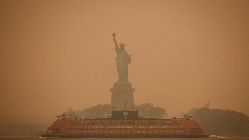 Smoke haze from the Canada wildfires reached New York's Statue of Liberty
