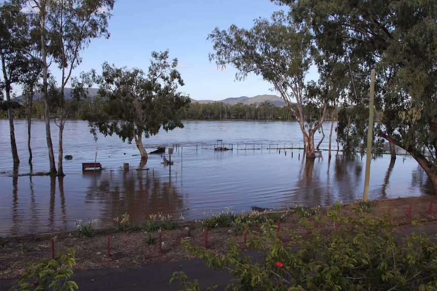 The banks of the Fitzroy River in Rockhampton breaking