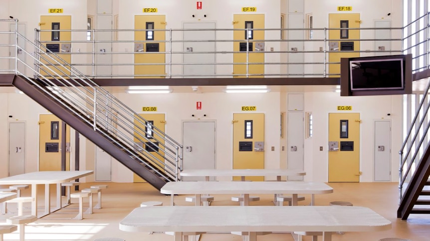 prison block with yellow doors