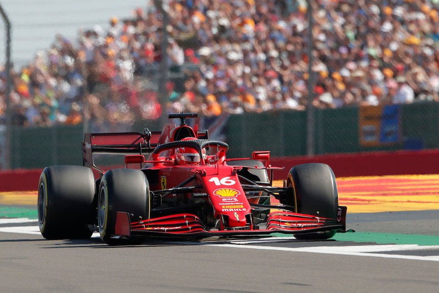 Charles Leclerc leading the 2021 British Grand Prix