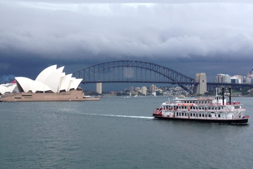 Storm clouds roll in over Sydney Harbour