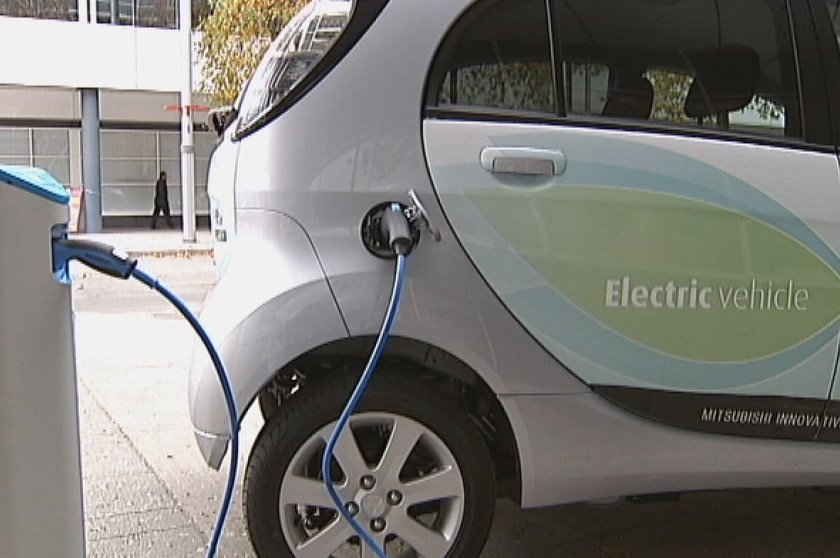 An electric car being recharged in Canberra