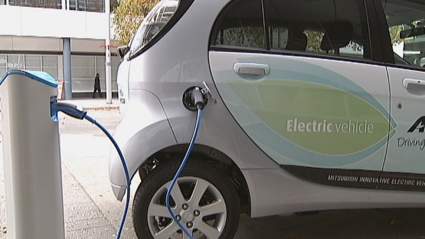 An electric car being recharged in Canberra