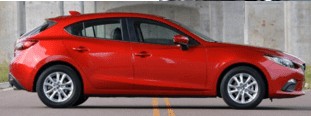 A red Mazda.