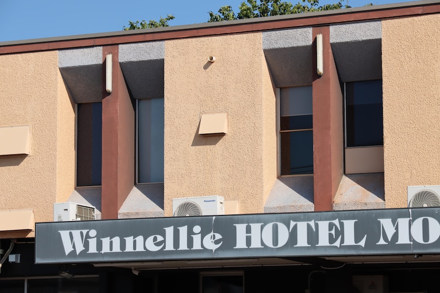 A close-up of the windows at the Winnellie Hotel in Darwin. 
