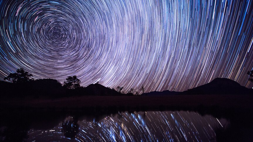 Star trails light up the sky near Moogerah