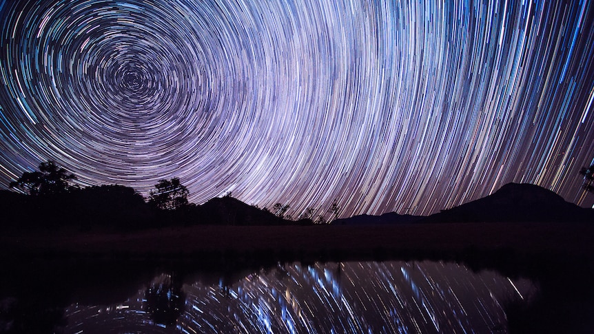 Star trails light up the sky near Moogerah