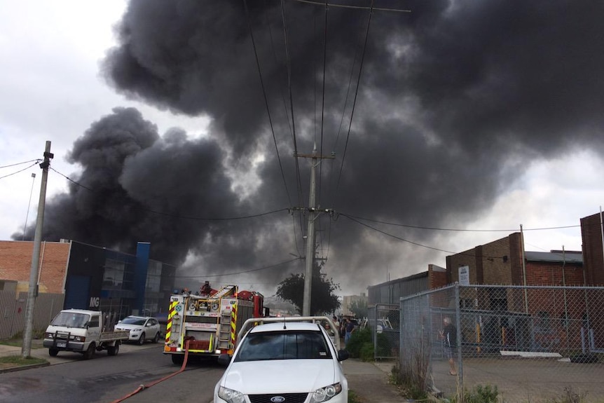 Fibreglass factory fire in Heidelberg West