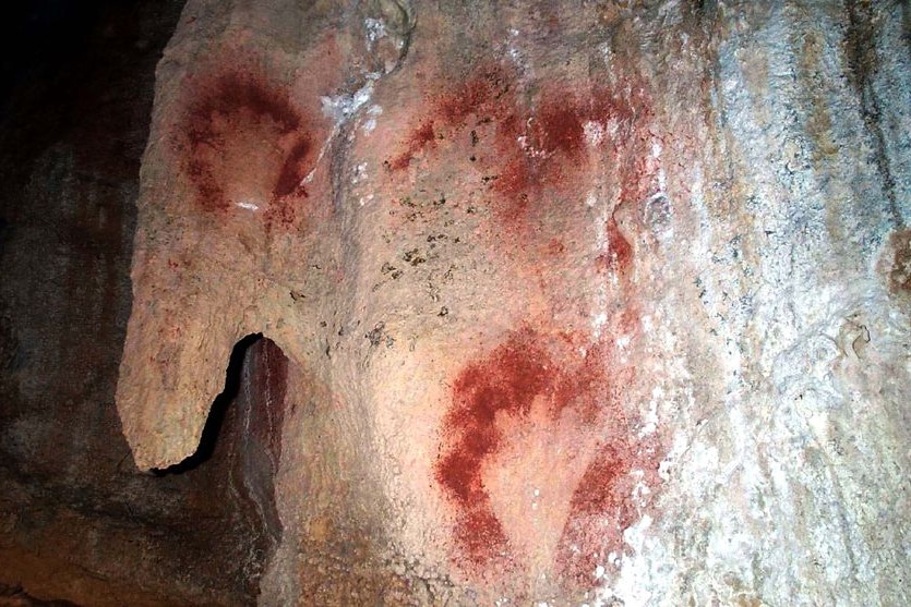 Red ochre handprints found in a cave in Tasmania's south-west
