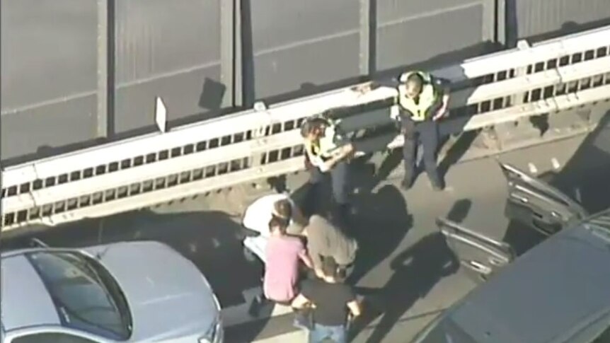 Police subdue driver following chase on the West Gate Bridge