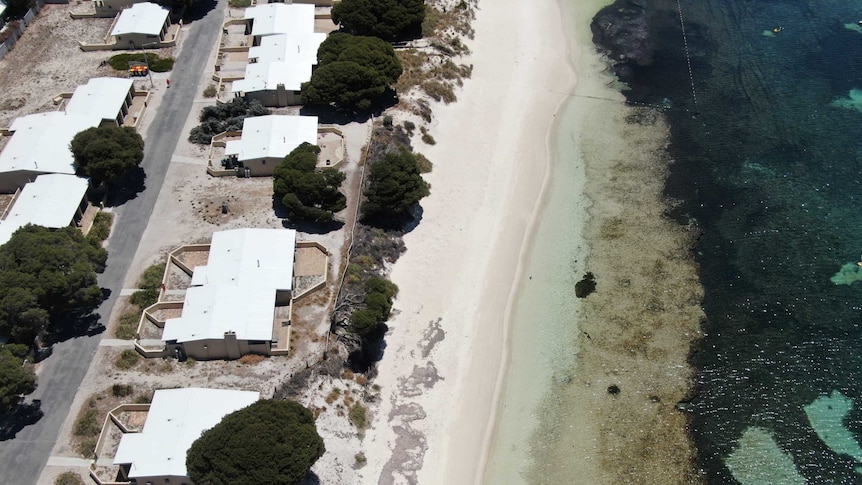 Aerial image of Thomson Bay, on Rottnest island. Parts of the bay are under threat from erosion.