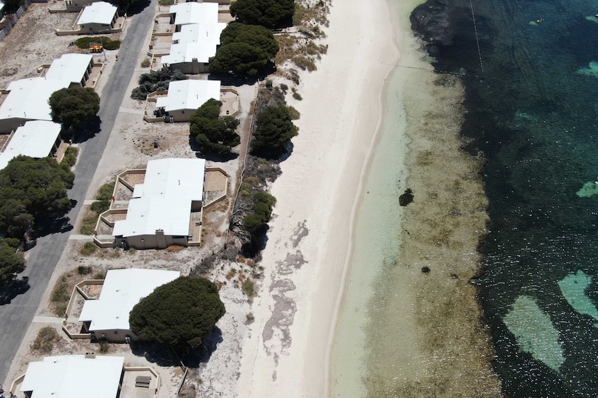 Aerial image of Thompson's Bay, on Rottnest island. Parts of the bay are under threat from erosion.