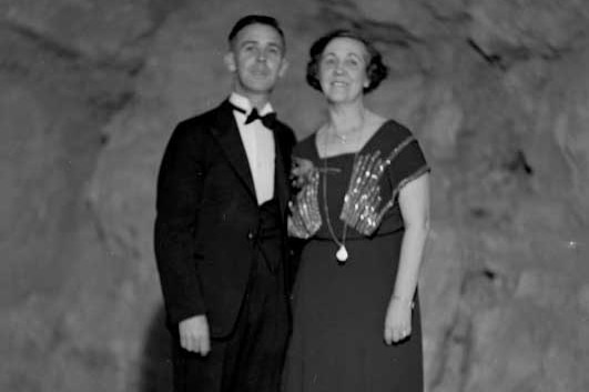 May Holman at the a Women's Organisation of WA ball held in a cave at Yanchep, 1936.