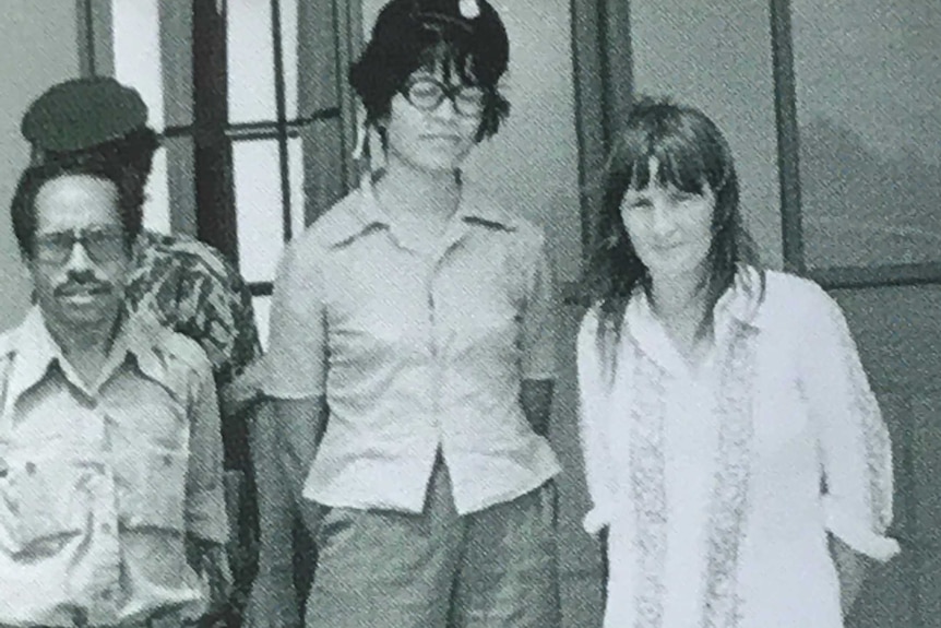Jill Jolliffee with President Francisco Xavier do Amarillo at Dili Airport in 1975.
