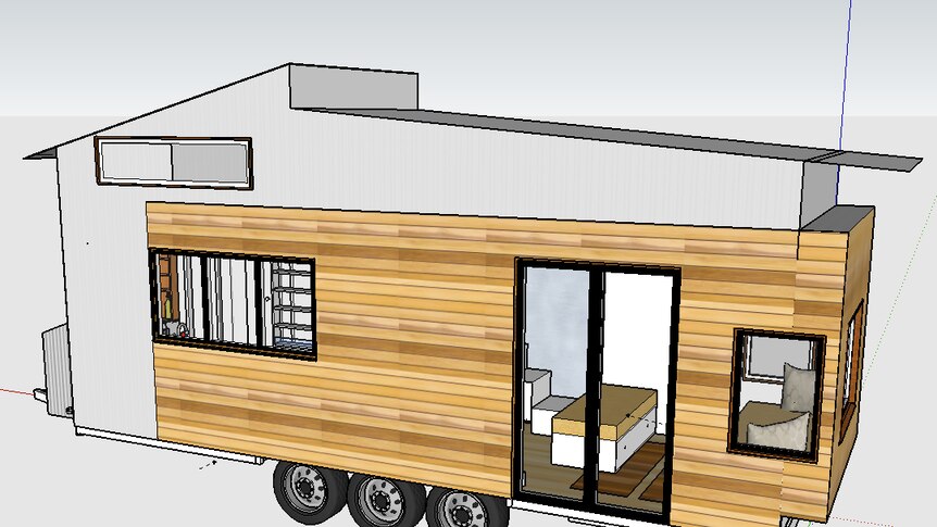 An artist impression of the outside view of the house, which will be 7 metres long, 2.5 metres wide and 4.2 metres high.
