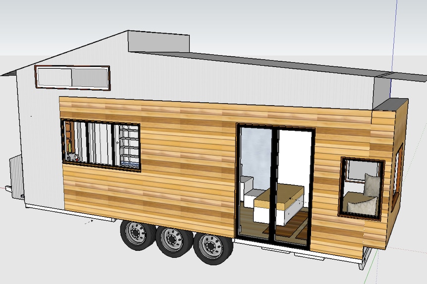 An artist impression of the outside view of the house, which will be 7 metres long, 2.5 metres wide and 4.2 metres high.