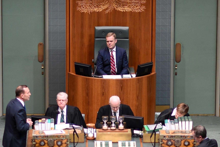 Prime Minister Tony Abbott speaks after the election of new Speaker Tony Smith.