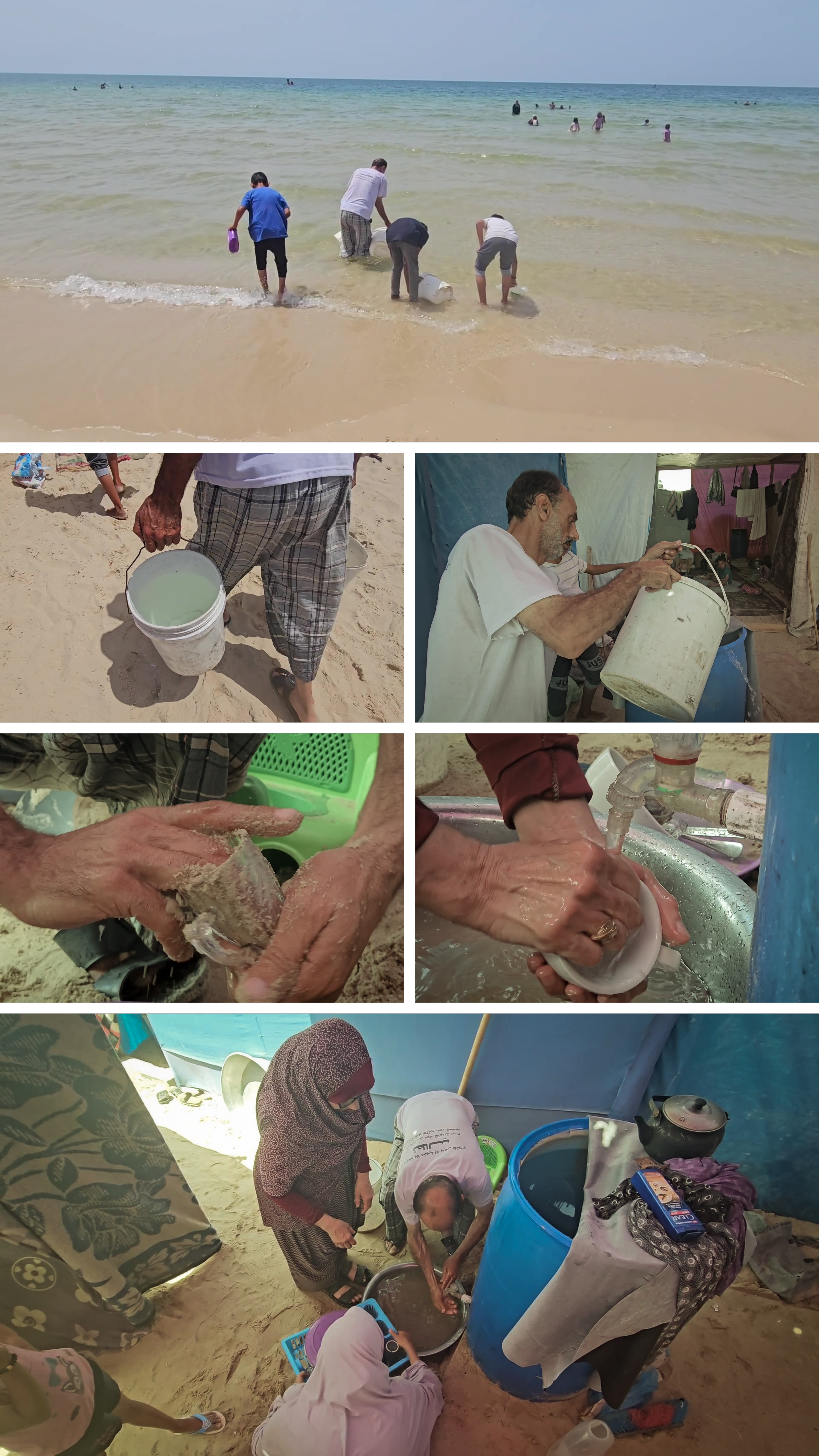 Al Awadi family use sea water to wash dishes