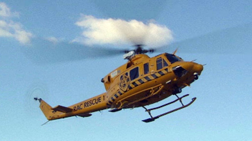 Rescue helicopter in flight