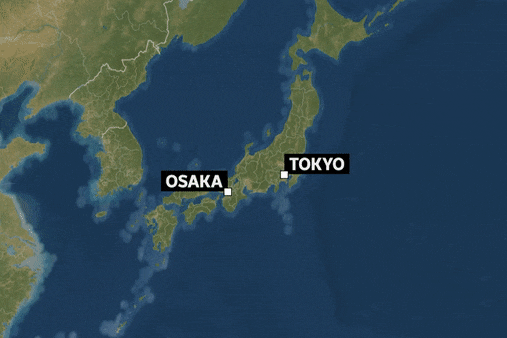 a gif showing how far Nara is from Osaka and Toyko in Japan