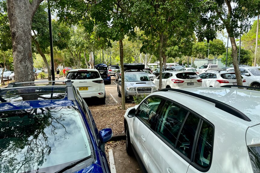 Cars parked in a designated carpark.