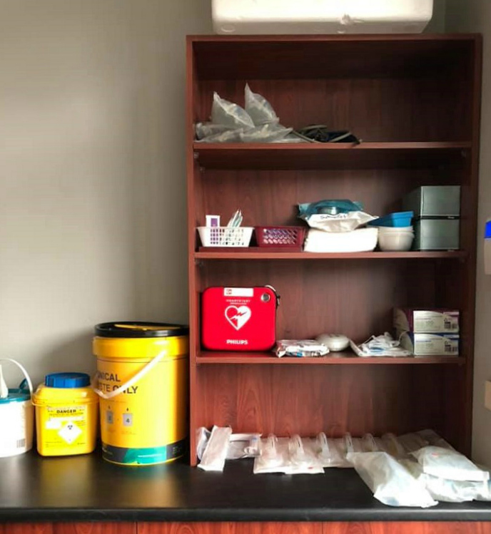 Nowra GP Kate Manderson's setup at a bushfire evacuation centre.