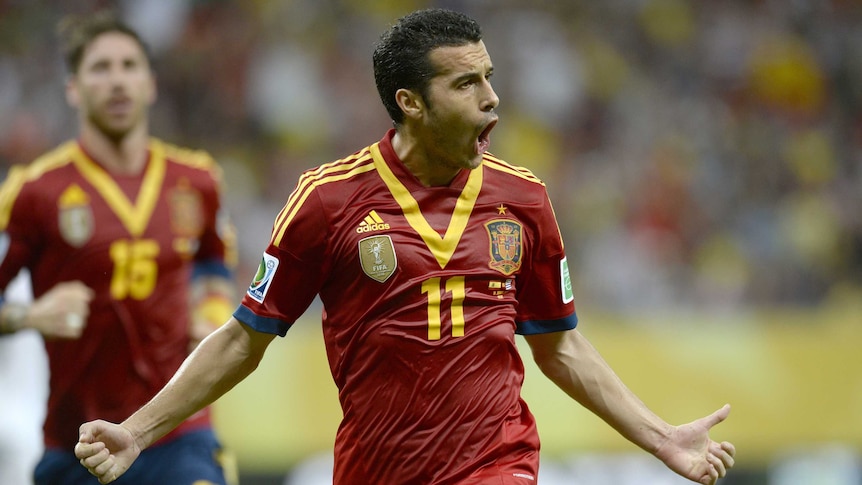 Pedro opens scoring for Spain