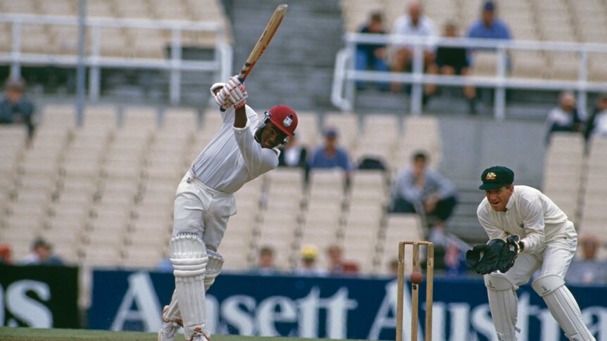 West Indian batsman Brian Lara bats at the SCG in the third Test against Australia in 1993.