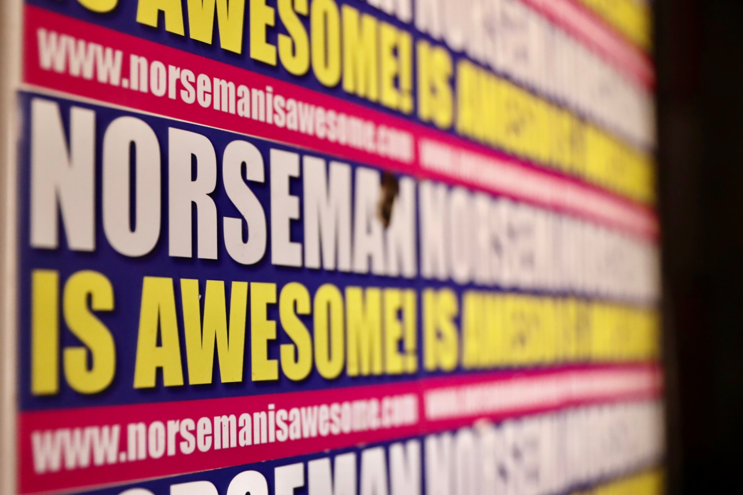 sticker with bright colours saying Norseman is awesome
