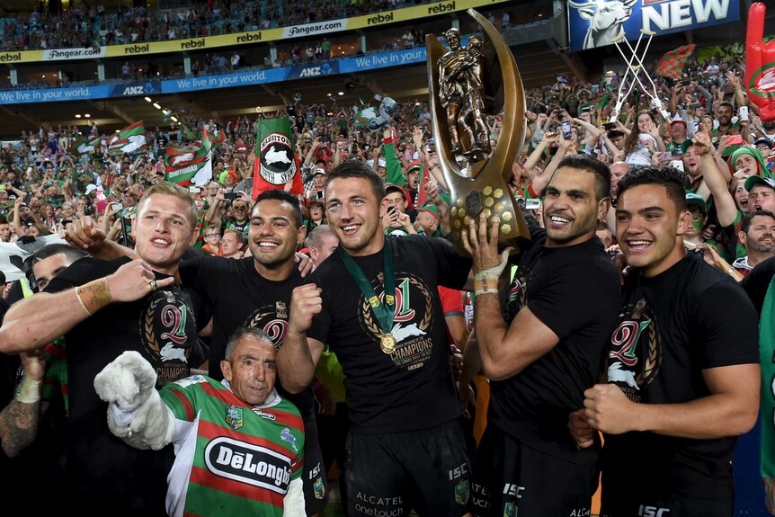 Rabbitohs celebrate with the Provan Summons trophy