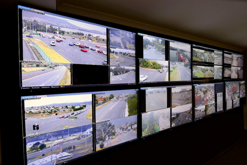 Wideshot of the traffic surveillance cameras at key intersections in Hobart