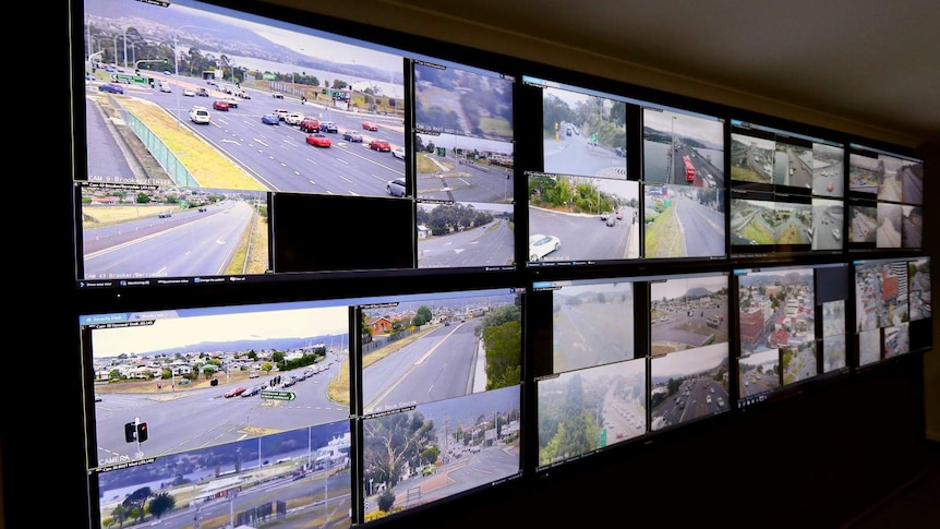 Wideshot of the traffic surveillance cameras at key intersections in Hobart