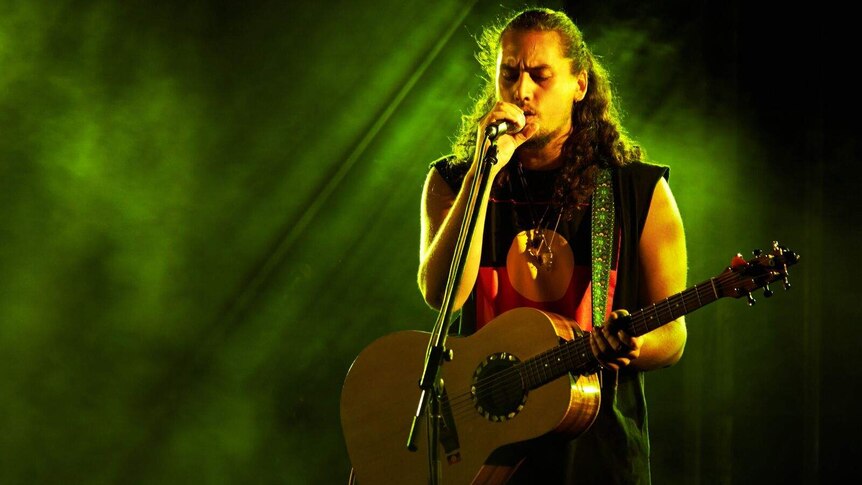 Kahl Wallis, the winner of the Australia Council's Dreaming Award for artists under 26. Kahl is the lead singer and songwriter with the Brisbane independent band The Medics, which he formed with his cousin Jhindu Lawrie, son of Coloured Stone's Bunna Lawrie.