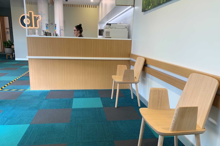 Empty chairs in a waiting room of a general practice.