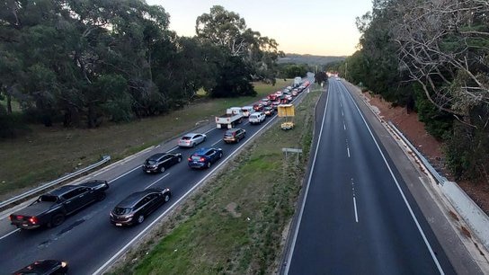 Traffic banked up on the South Eastern Freeway.