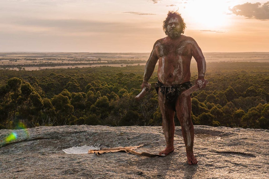 Barry James Gilson painted in ochre on Wadawurrung Country