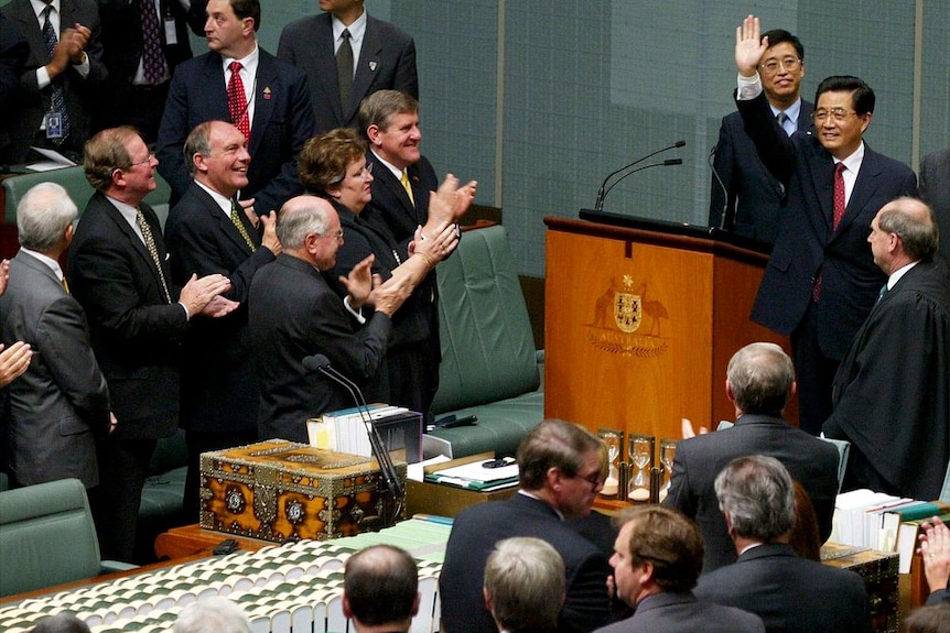 Hu Jintao during his 2003 address to parliament.