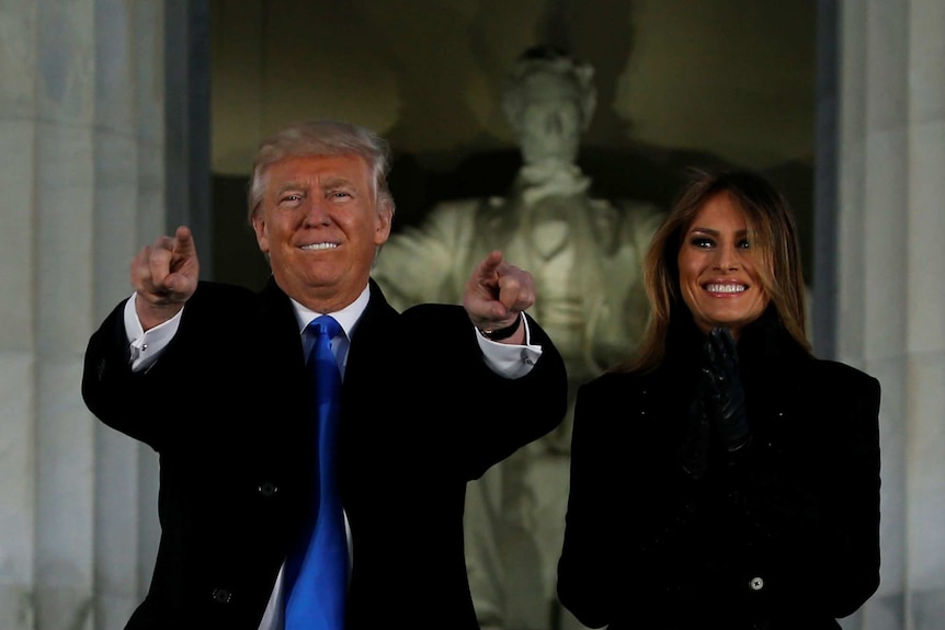 Donald and Melania Trump at the Lincoln Memorial.