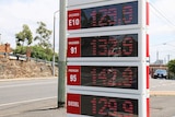 A Brisbane petrol station price board