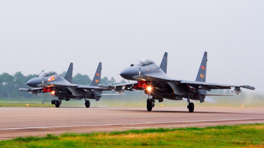 Chinese fighter jets take off